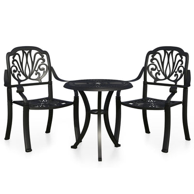 3 Piece Bistro Set Cast Aluminium Black