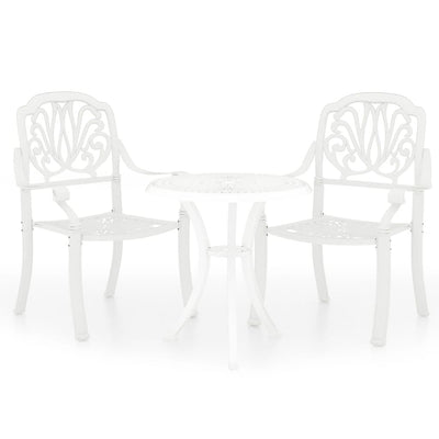 3 Piece Bistro Set Cast Aluminium White