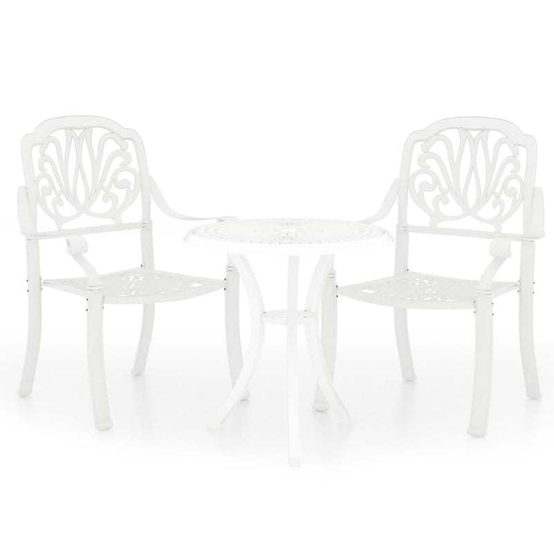 3 Piece Bistro Set Cast Aluminium White