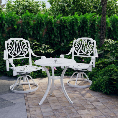 3 Piece Bistro Set Cast Aluminium White