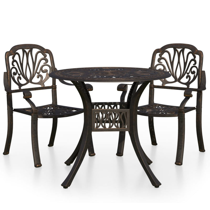 3 Piece Bistro Set Cast Aluminium Bronze