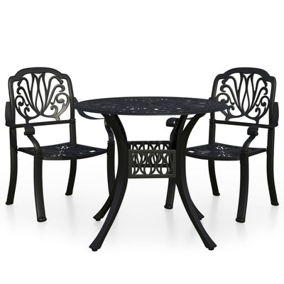 3 Piece Bistro Set Cast Aluminium Black