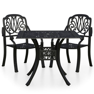 3 Piece Bistro Set Cast Aluminium Black