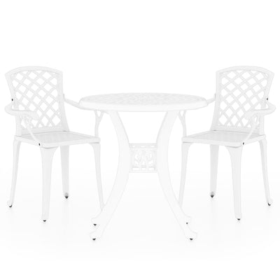 3 Piece Bistro Set Cast Aluminium White