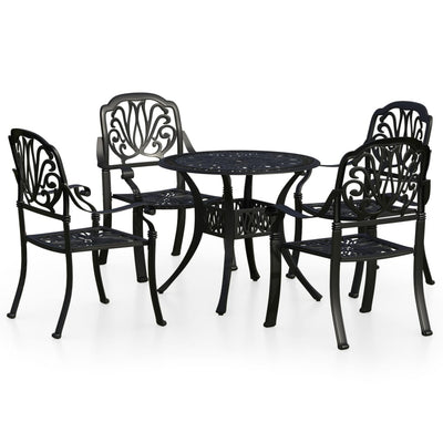 5 Piece Bistro Set Cast Aluminium Black