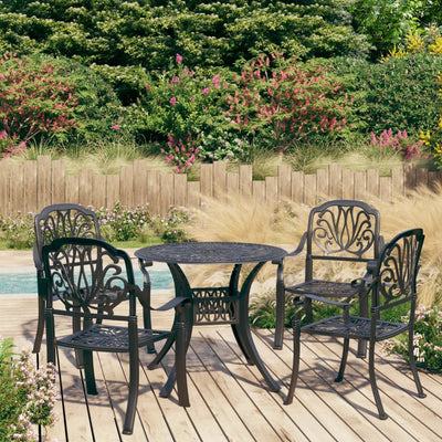 5 Piece Bistro Set Cast Aluminium Black