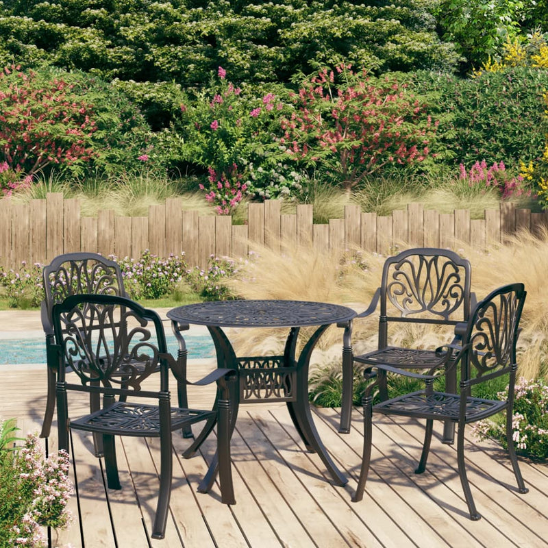 5 Piece Bistro Set Cast Aluminium Black