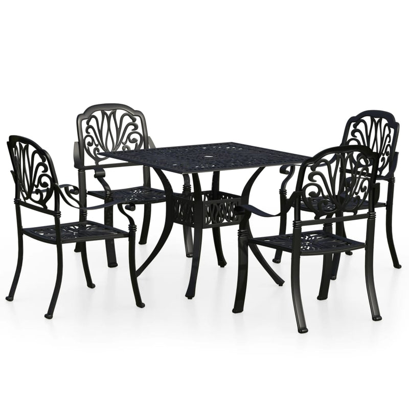 5 Piece Bistro Set Cast Aluminium Black