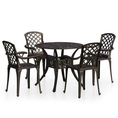 5 Piece Bistro Set Cast Aluminium Bronze