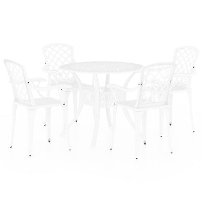 5 Piece Bistro Set Cast Aluminium White