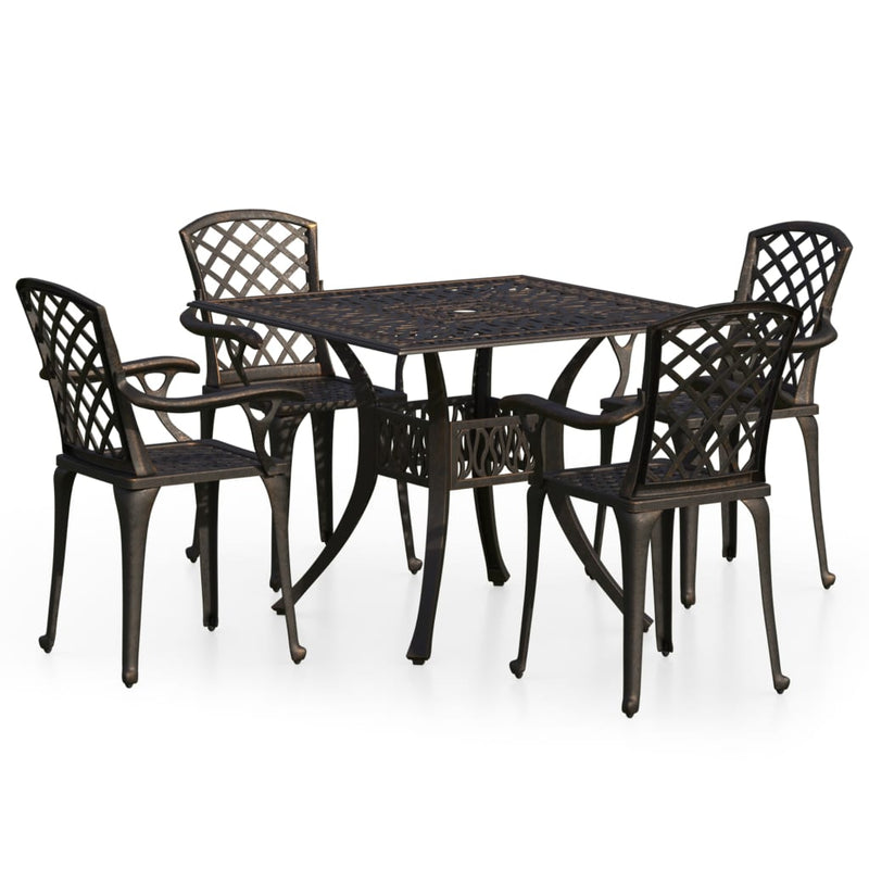 5 Piece Bistro Set Cast Aluminium Bronze