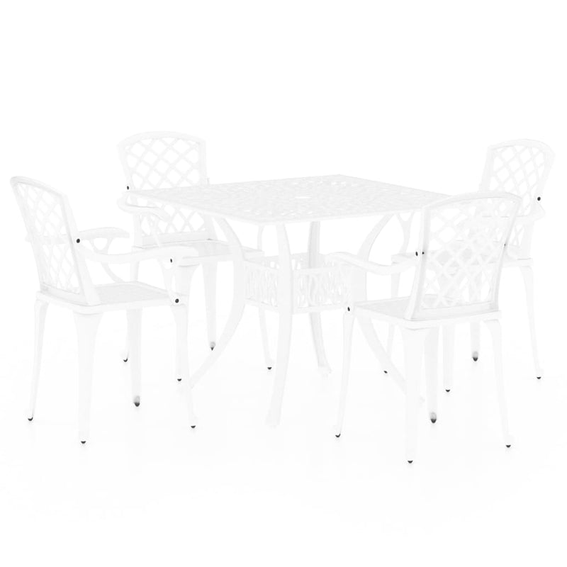 5 Piece Bistro Set Cast Aluminium White