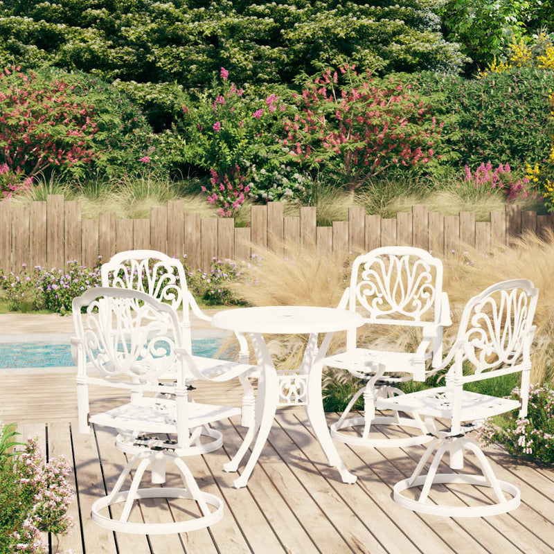 5 Piece Bistro Set Cast Aluminium White