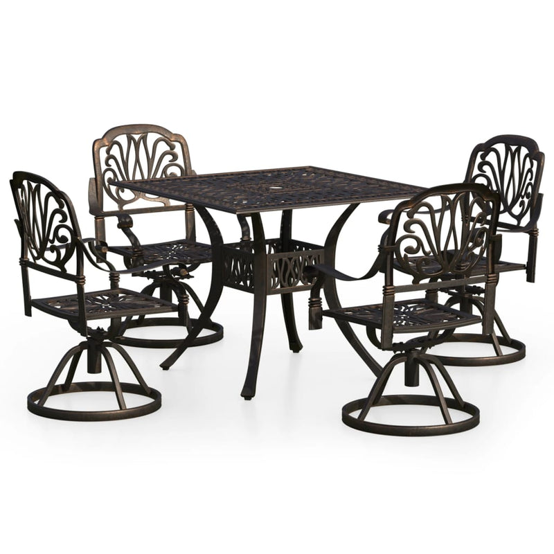 5 Piece Bistro Set Cast Aluminium Bronze