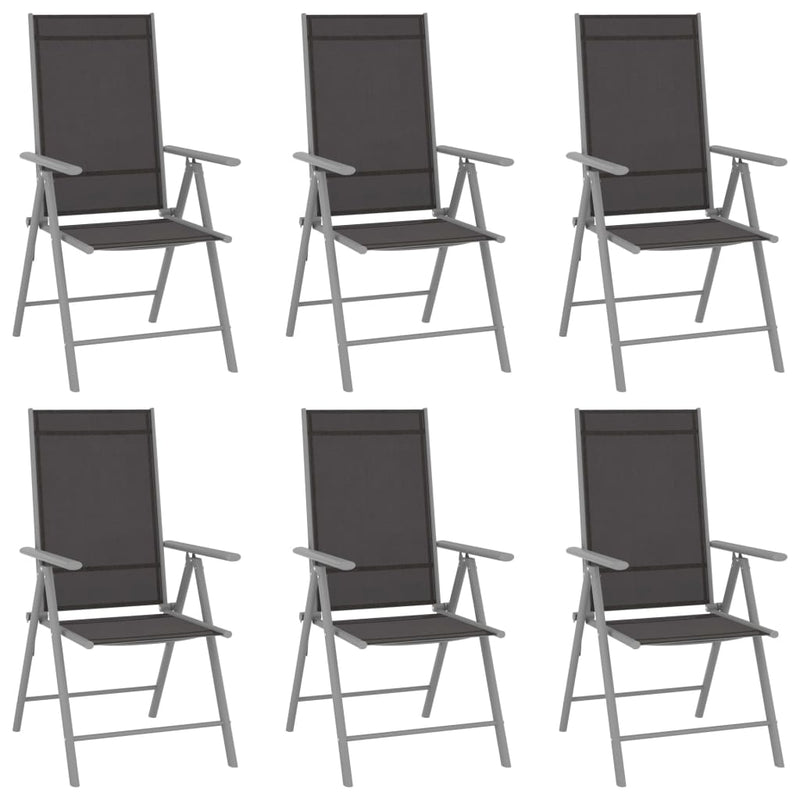 7 Piece Garden Dining Set Aluminium Silver and Black