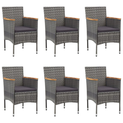 7 Piece Garden Dining Set Poly Rattan Grey