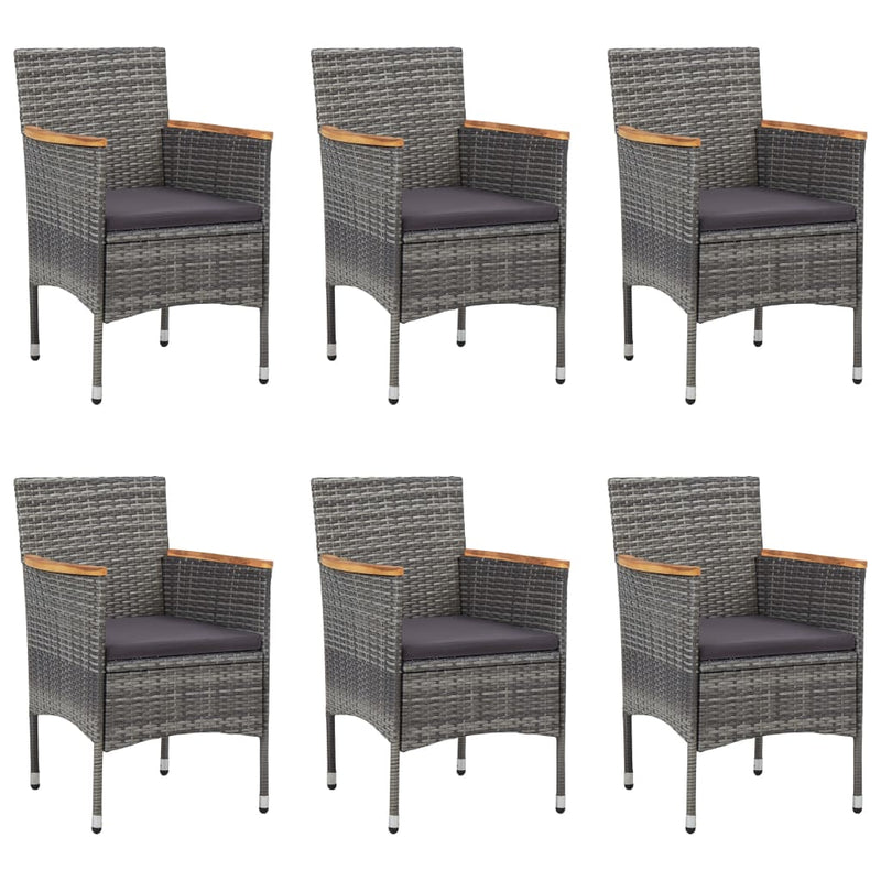 7 Piece Garden Dining Set Poly Rattan Grey