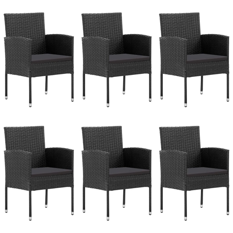 7 Piece Garden Dining Set Poly Rattan Black