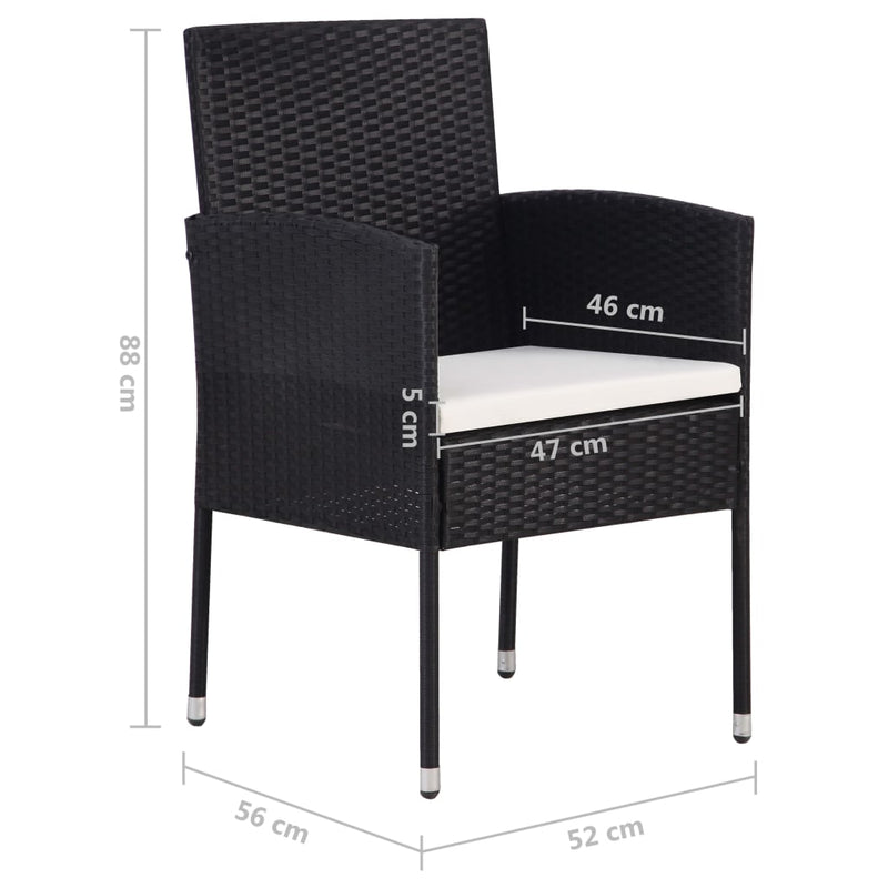 3 Piece Garden Dining Set Black