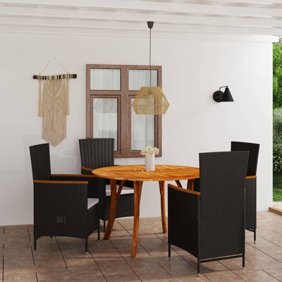 5 Piece Garden Dining Set Black