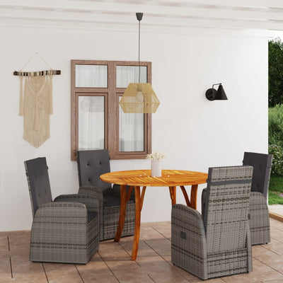 5 Piece Garden Dining Set Grey