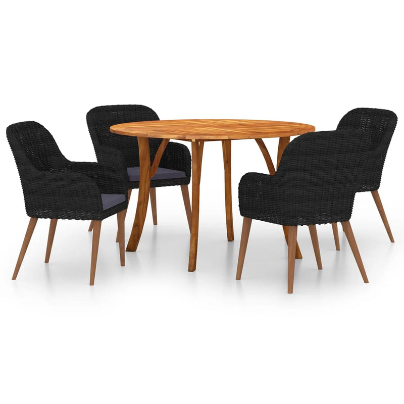 5 Piece Garden Dining Set Black