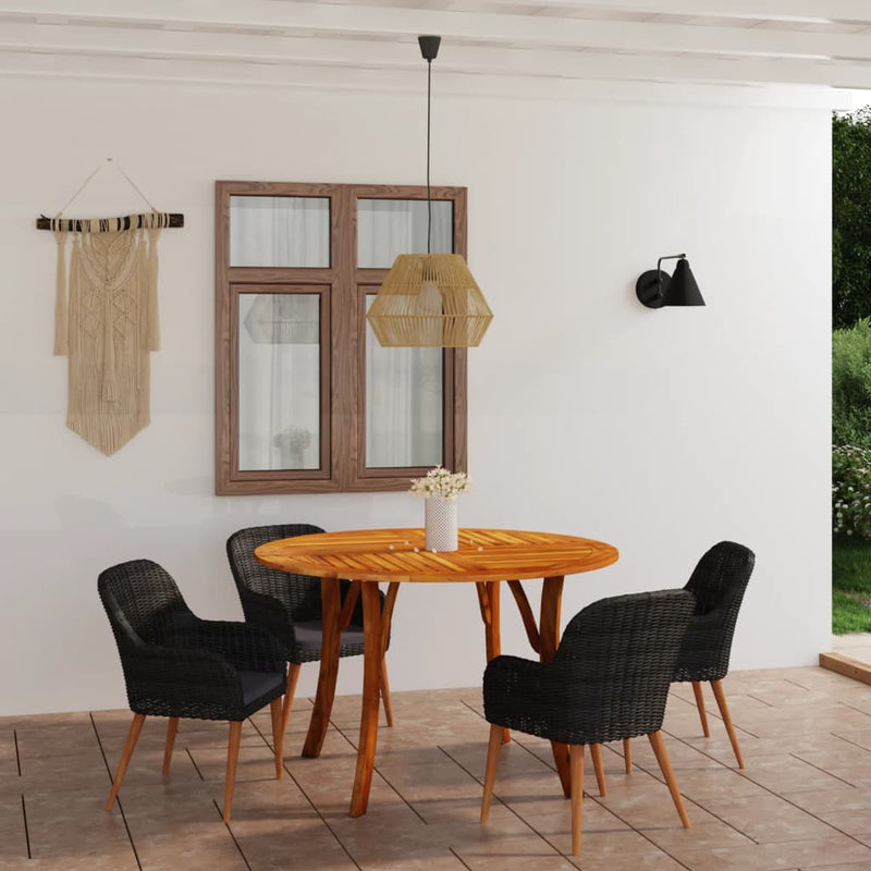 5 Piece Garden Dining Set Black