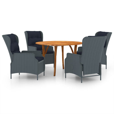 5 Piece Garden Dining Set Dark Grey