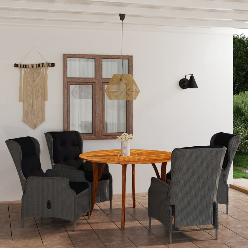 5 Piece Garden Dining Set Dark Grey