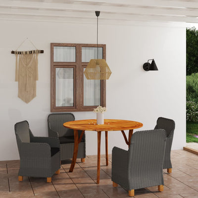 5 Piece Garden Dining Set Dark Grey