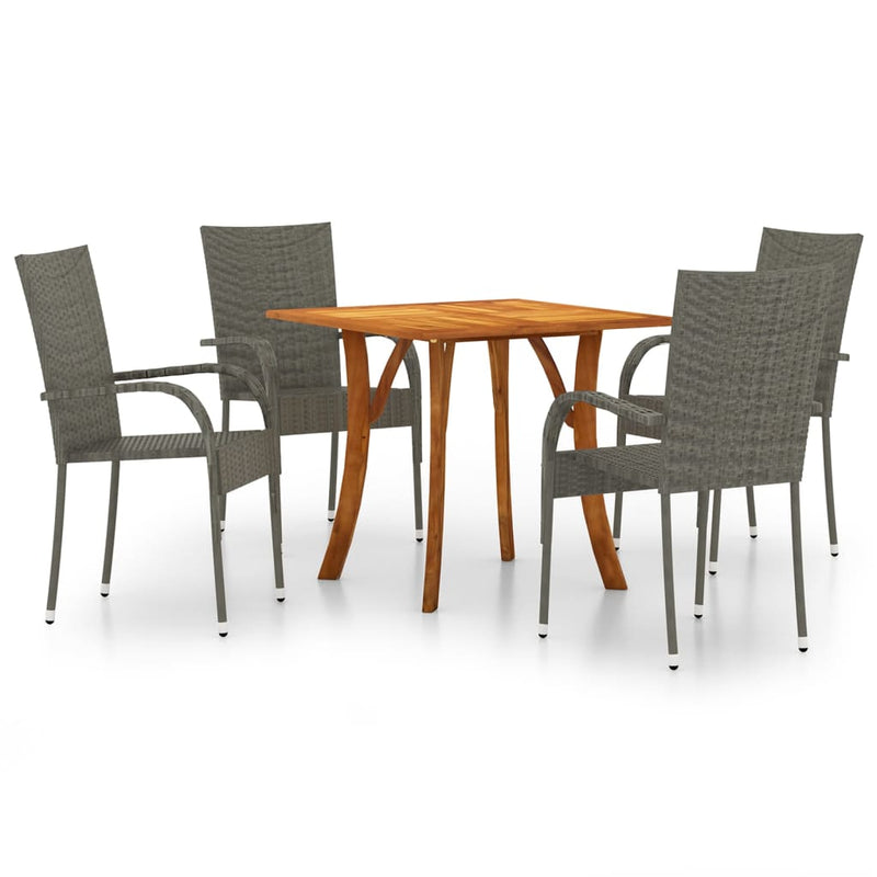 5 Piece Garden Dining Set Grey