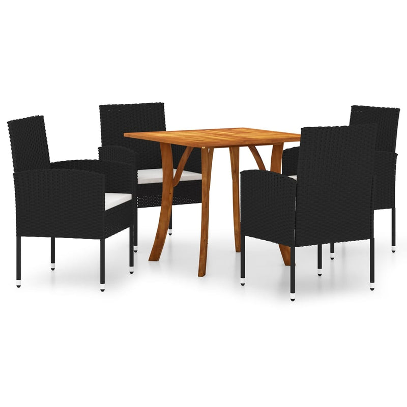 5 Piece Garden Dining Set Black