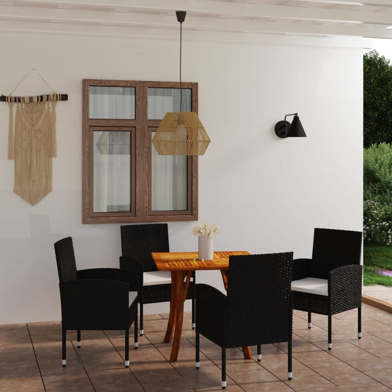 5 Piece Garden Dining Set Black