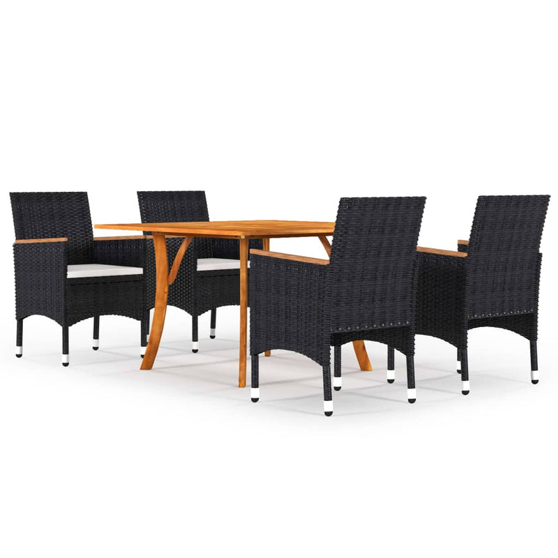 5 Piece Garden Dining Set Black