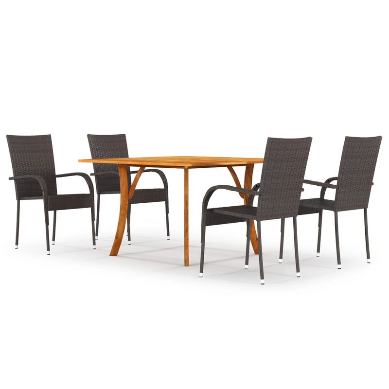 5 Piece Garden Dining Set Brown