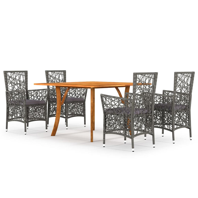 5 Piece Garden Dining Set Grey