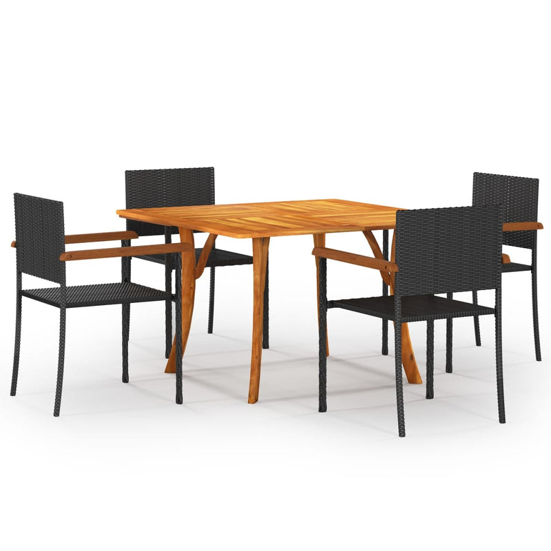 5 Piece Garden Dining Set Black