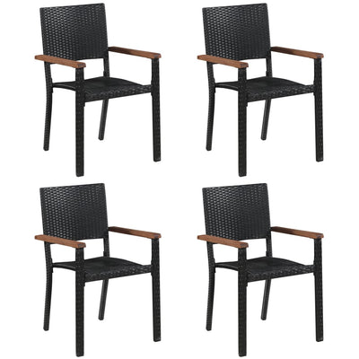 5 Piece Garden Dining Set Black