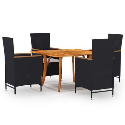 5 Piece Garden Dining Set Black