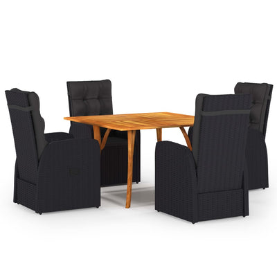 5 Piece Garden Dining Set Black