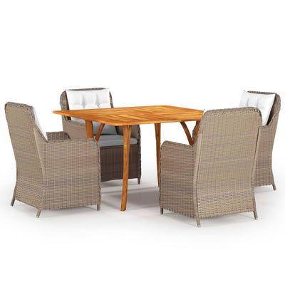 5 Piece Garden Dining Set Brown