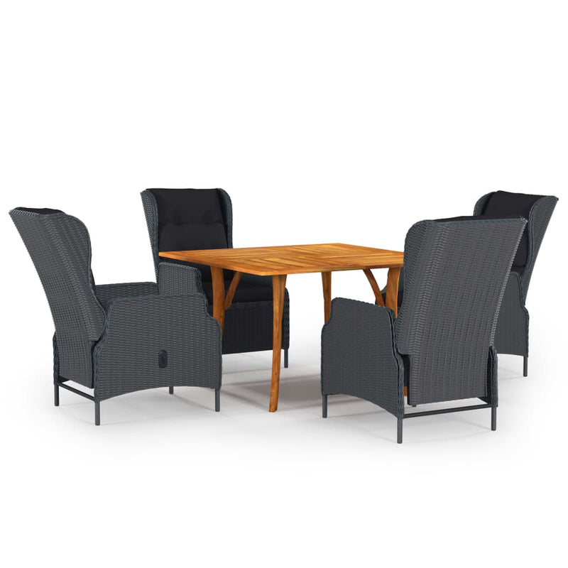 5 Piece Garden Dining Set Dark Grey