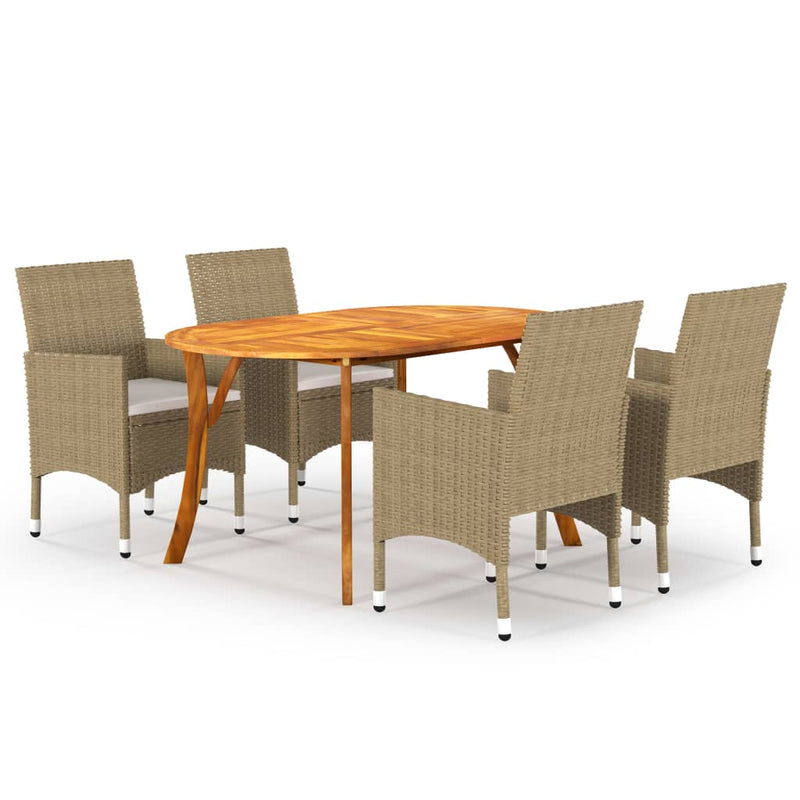 5 Piece Garden Dining Set Beige