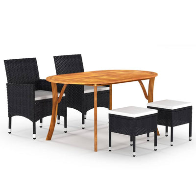 5 Piece Garden Dining Set Black