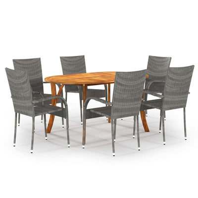 7 Piece Garden Dining Set Grey