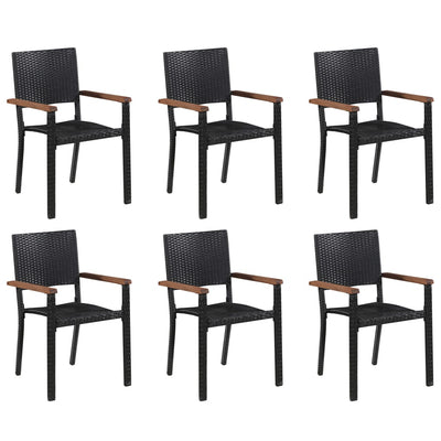 7 Piece Garden Dining Set Black