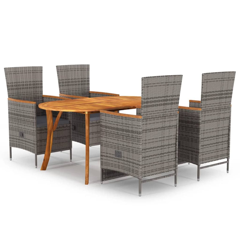 5 Piece Garden Dining Set Grey