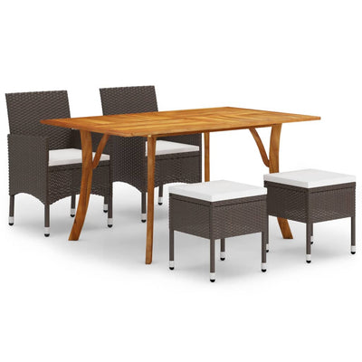 5 Piece Garden Dining Set Brown