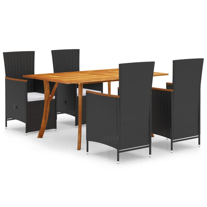 5 Piece Garden Dining Set Black