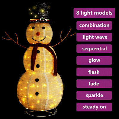 Decorative Christmas Snowman Figure LED Luxury Fabric 120cm